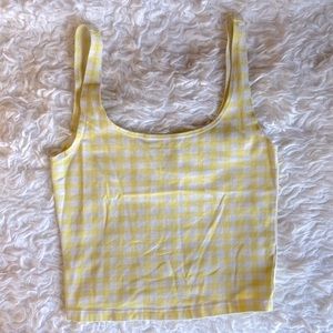 Forever 21 Pastel Yellow Gingham Crop Tank